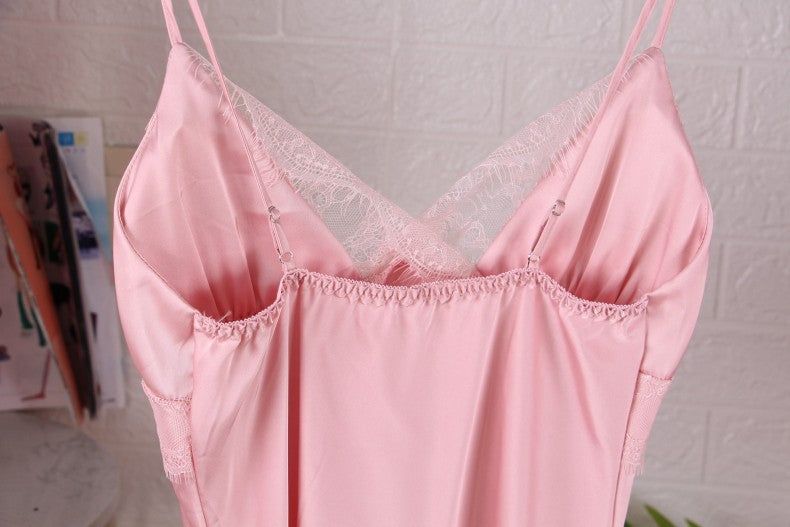 White 5PCS Sleep Set Pajamas Lady Lace Satin Pyjamas Kimono Bath Gown Loose Sleepwear Home Cloting V-Neck Casual Nightwear