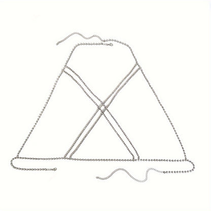 Luxury Cross Chest Chain Shiny Rhinestones Body Chain Jewelry Badiee Stylez