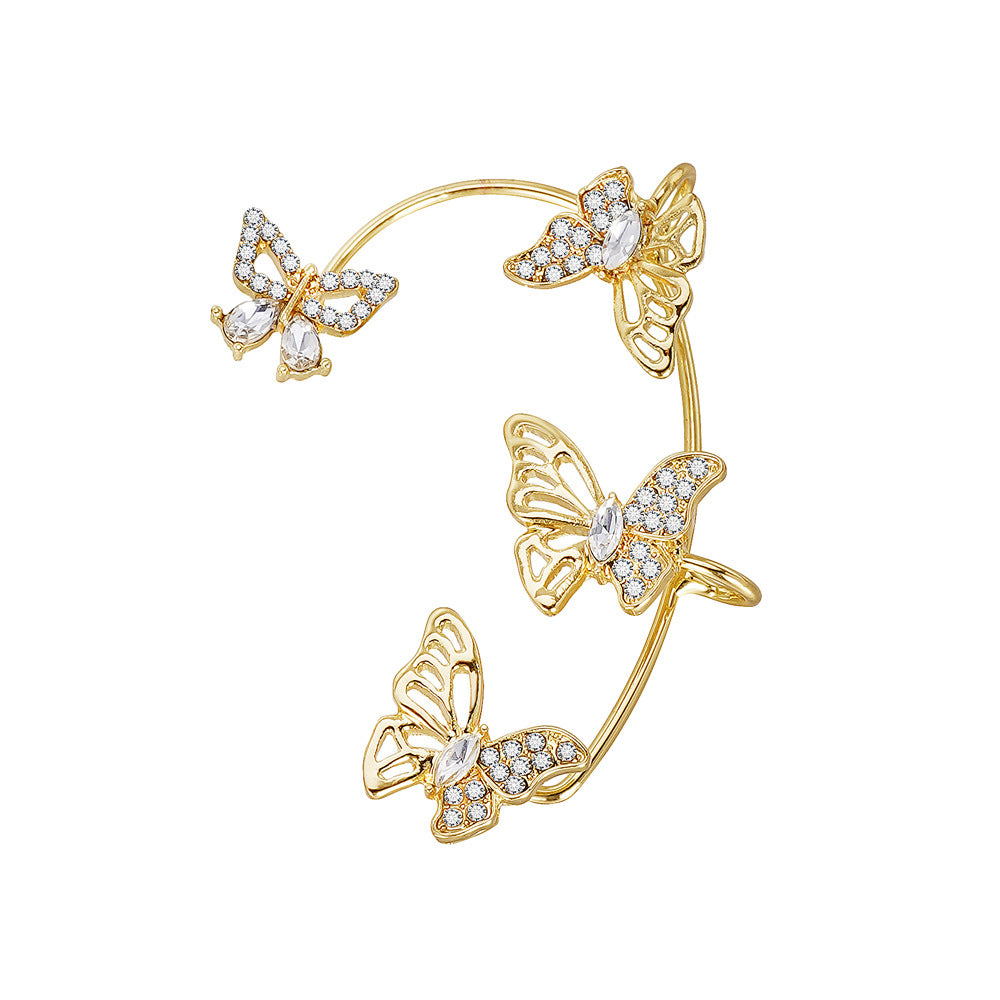 Women'S Elegant Butterfly Ear Cuffs - No-Piercing Ear Hooks, Synthetic Gemstone Accents, Everyday & Formal Jewelry for Parties, Weddings, Everyday Outfits - Non-Piercing Ear Clips for Sensitive Light Beige, Party Accessories, Badiee Stylez