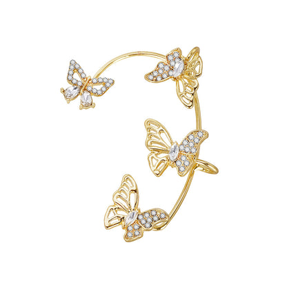 Women'S Elegant Butterfly Ear Cuffs - No-Piercing Ear Hooks, Synthetic Gemstone Accents, Everyday & Formal Jewelry for Parties, Weddings, Everyday Outfits - Non-Piercing Ear Clips for Sensitive Light Beige, Party Accessories, Badiee Stylez