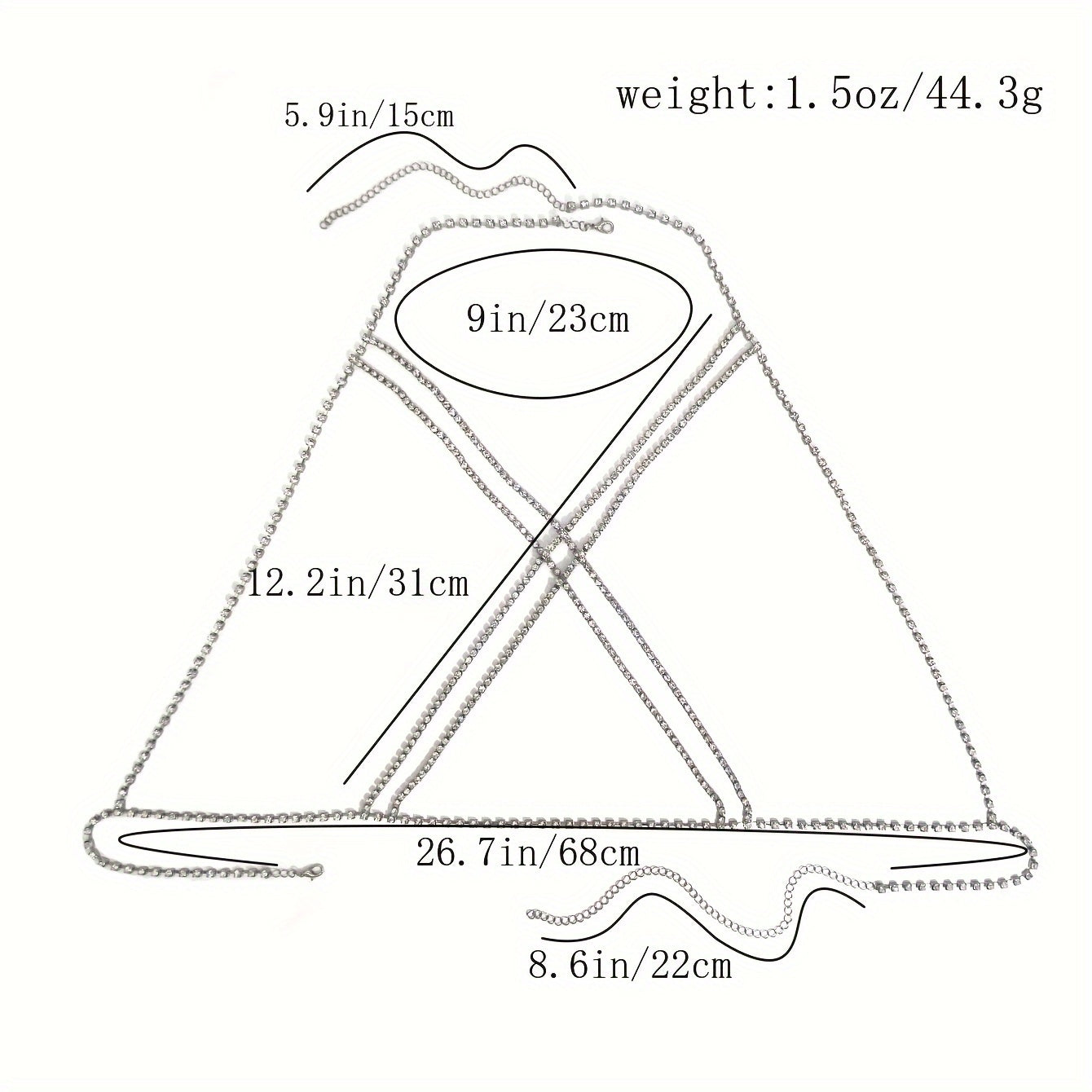 Luxury Cross Chest Chain Shiny Rhinestones Body Chain Jewelry Badiee Stylez