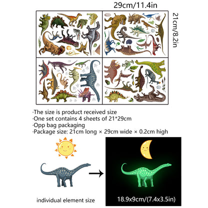 1 Set, Glow In The Dark, Dinosaur Wall Stickers, Removable Waterproof Stickers, Wall Decor For Living Room Bedroom, Home Decor Badiee Stylez