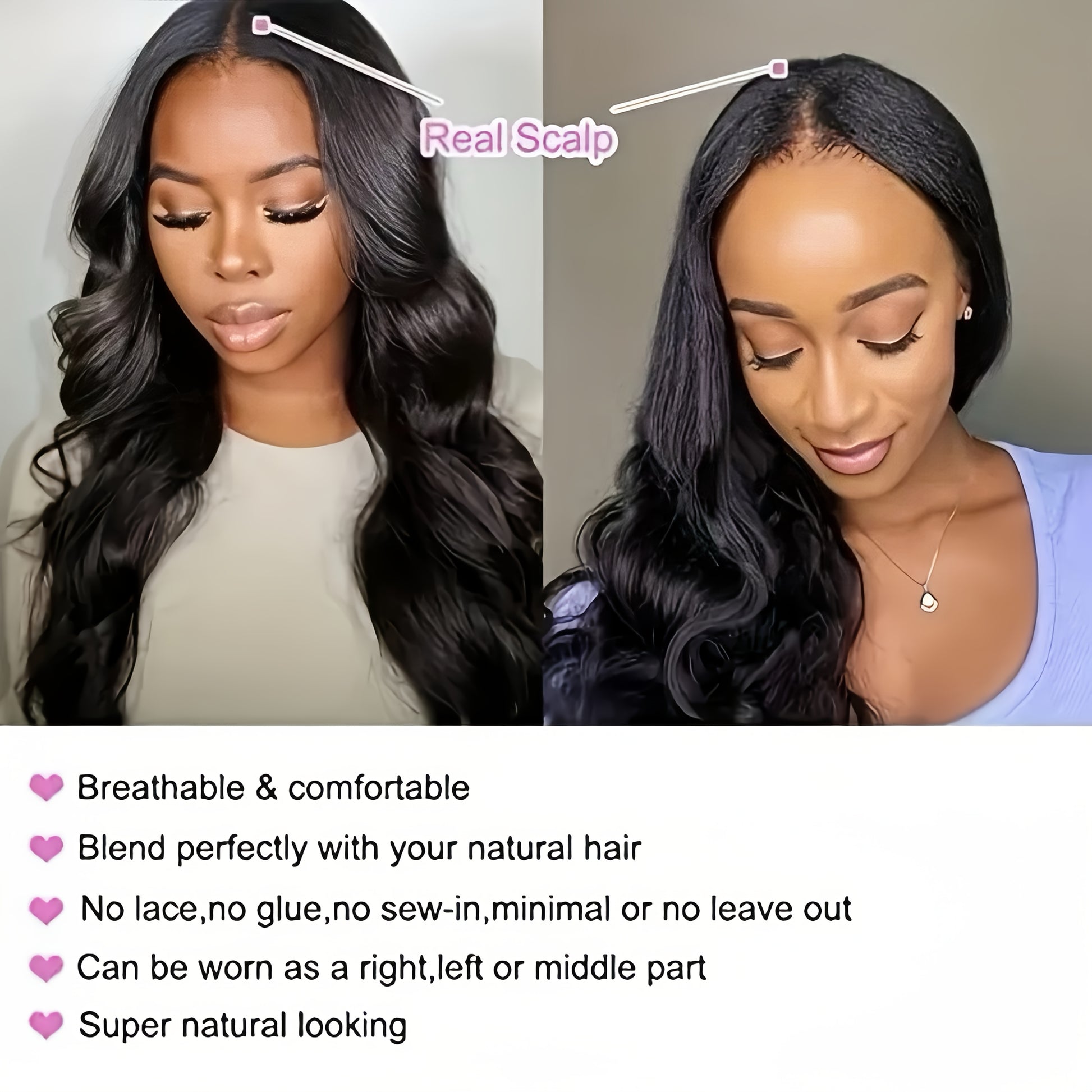 Body Wave V Part Wigs Human Hair 250% Density For Women Full Head Clip In Half Wig No Leave Out Body Wave Wig For Black Women Badiee Stylez