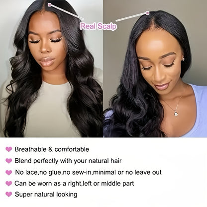 Body Wave V Part Wigs Human Hair 250% Density For Women Full Head Clip In Half Wig No Leave Out Body Wave Wig For Black Women Badiee Stylez