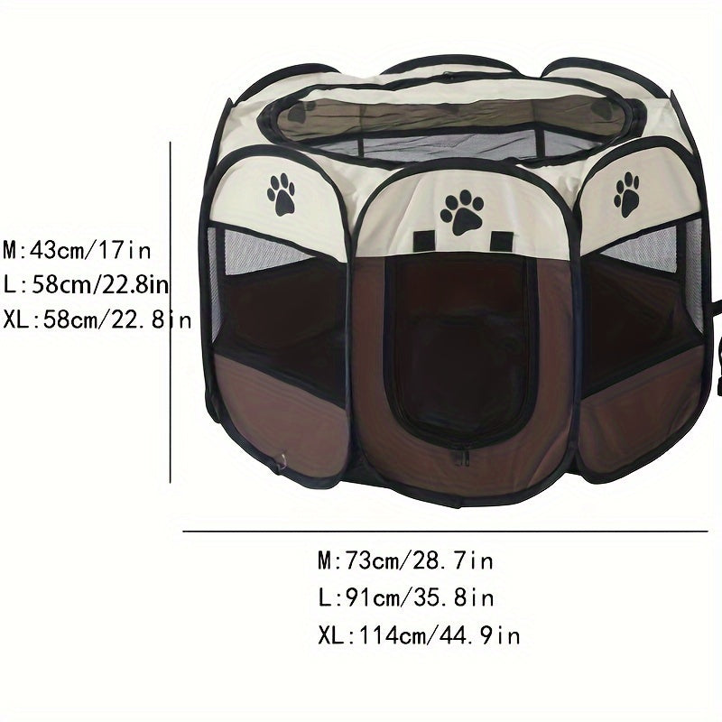 Octagonal Pet Fence Tent Oxford Cloth Scratch-Resistant Foldable Dog Cage for Dogs and Cats, Kennel Nest Badiee Stylez