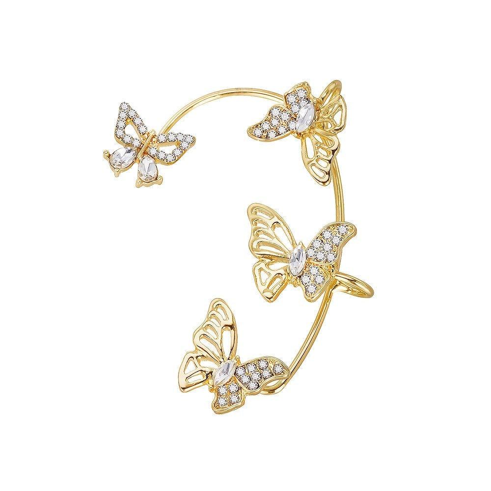 Women'S Elegant Butterfly Ear Cuffs - No-Piercing Ear Hooks, Synthetic Gemstone Accents, Everyday & Formal Jewelry for Parties, Weddings, Everyday Outfits - Non-Piercing Ear Clips for Sensitive Light Beige, Party Accessories, Badiee Stylez