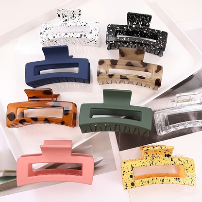 Multicolor Large Thick Acrylic Hair Clip Rectangle Hairclip Long Hair Resin Claw Clips Nonslip Jaw Clips Badiee Stylez