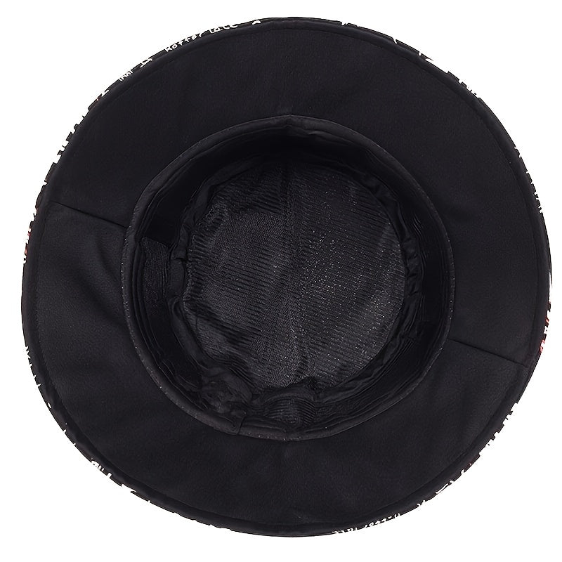 1 Men's "What" Graffiti-Style Bucket Hat - Streetwear Polyester, Hand-Washable, Black with Colorful Typography & Graphics, Perfect for Trendy Outfits Badiee Stylez