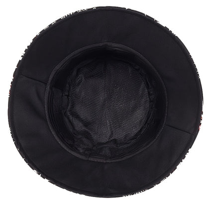 1 Men's "What" Graffiti-Style Bucket Hat - Streetwear Polyester, Hand-Washable, Black with Colorful Typography & Graphics, Perfect for Trendy Outfits Badiee Stylez