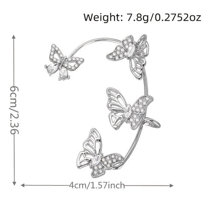 Women'S Elegant Butterfly Ear Cuffs - No-Piercing Ear Hooks, Synthetic Gemstone Accents, Everyday & Formal Jewelry for Parties, Weddings, Everyday Outfits - Non-Piercing Ear Clips for Sensitive Light Beige, Party Accessories, Badiee Stylez
