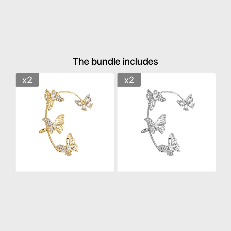 Women'S Elegant Butterfly Ear Cuffs - No-Piercing Ear Hooks, Synthetic Gemstone Accents, Everyday & Formal Jewelry for Parties, Weddings, Everyday Outfits - Non-Piercing Ear Clips for Sensitive Light Beige, Party Accessories, Badiee Stylez