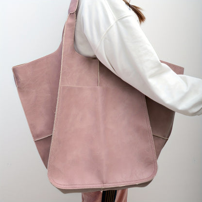 Retro Handmade Large Beach Tote Bag, High Capacity Zipper Shoulder Sling Bag with Fixed Straps, Solid Color Multifunctional Synthetic Handbag for, Beach Accessory | Retro Style Bag | Sturdy, Beach Bag Badiee Stylez