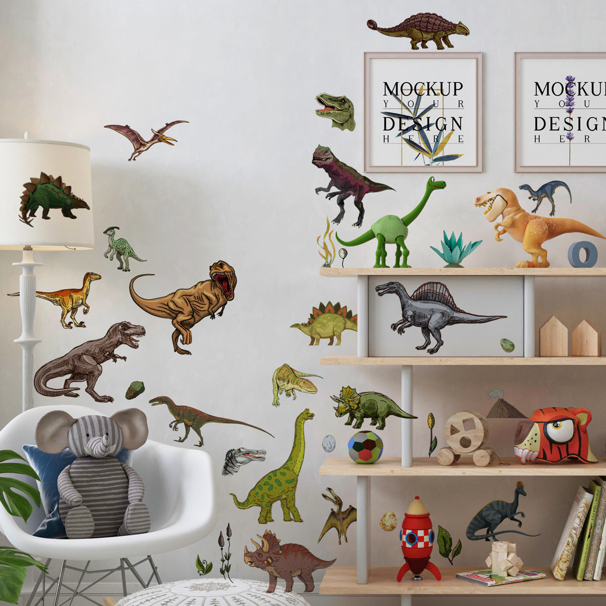 1 Set, Glow In The Dark, Dinosaur Wall Stickers, Removable Waterproof Stickers, Wall Decor For Living Room Bedroom, Home Decor Badiee Stylez