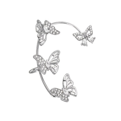 Women'S Elegant Butterfly Ear Cuffs - No-Piercing Ear Hooks, Synthetic Gemstone Accents, Everyday & Formal Jewelry for Parties, Weddings, Everyday Outfits - Non-Piercing Ear Clips for Sensitive Light Beige, Party Accessories, Badiee Stylez