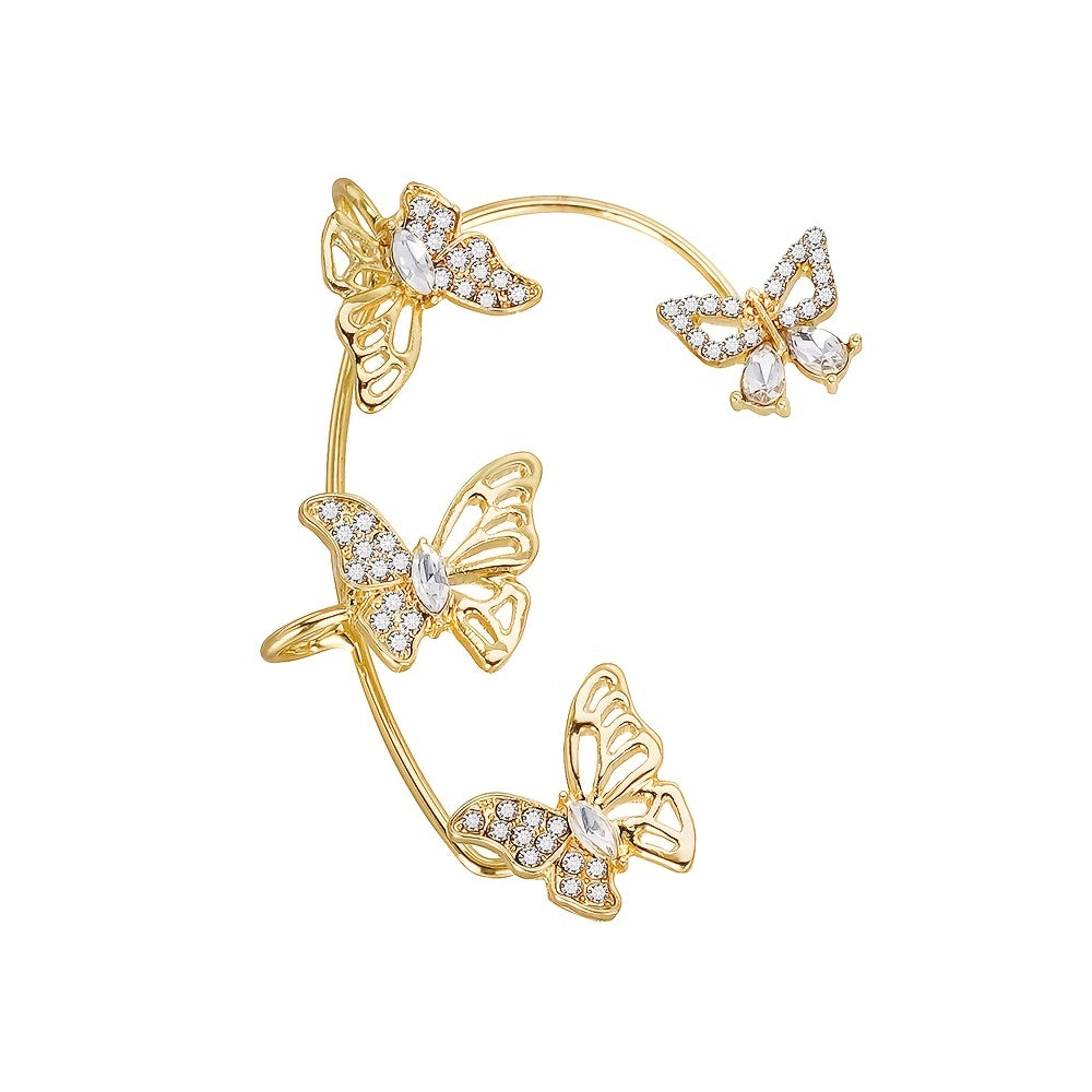 Women'S Elegant Butterfly Ear Cuffs - No-Piercing Ear Hooks, Synthetic Gemstone Accents, Everyday & Formal Jewelry for Parties, Weddings, Everyday Outfits - Non-Piercing Ear Clips for Sensitive Light Beige, Party Accessories, Badiee Stylez
