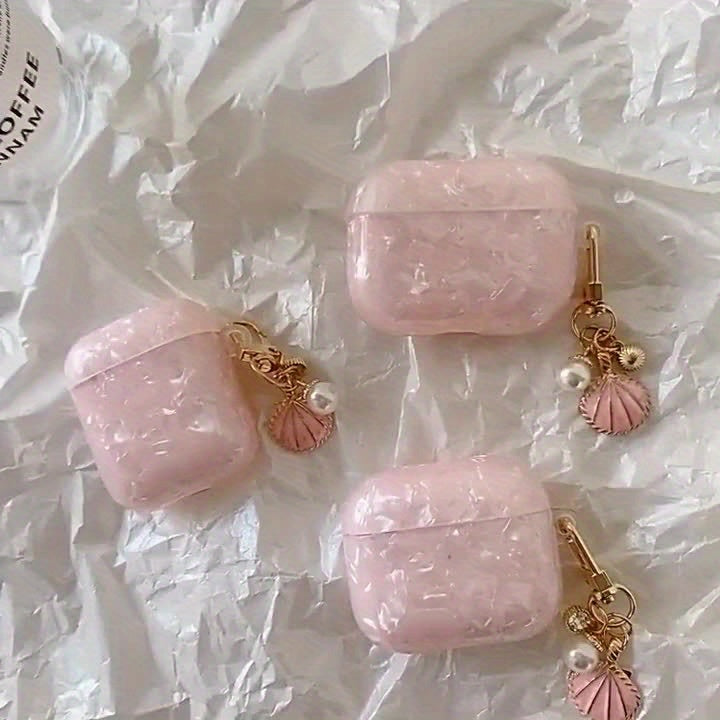 Pink Shell Pattern Case - Plus Shell Pendant, Durable Protective Case for AirPods Pro 2nd Gen, AirPod 1/2, AirPod 3 Badiee Stylez