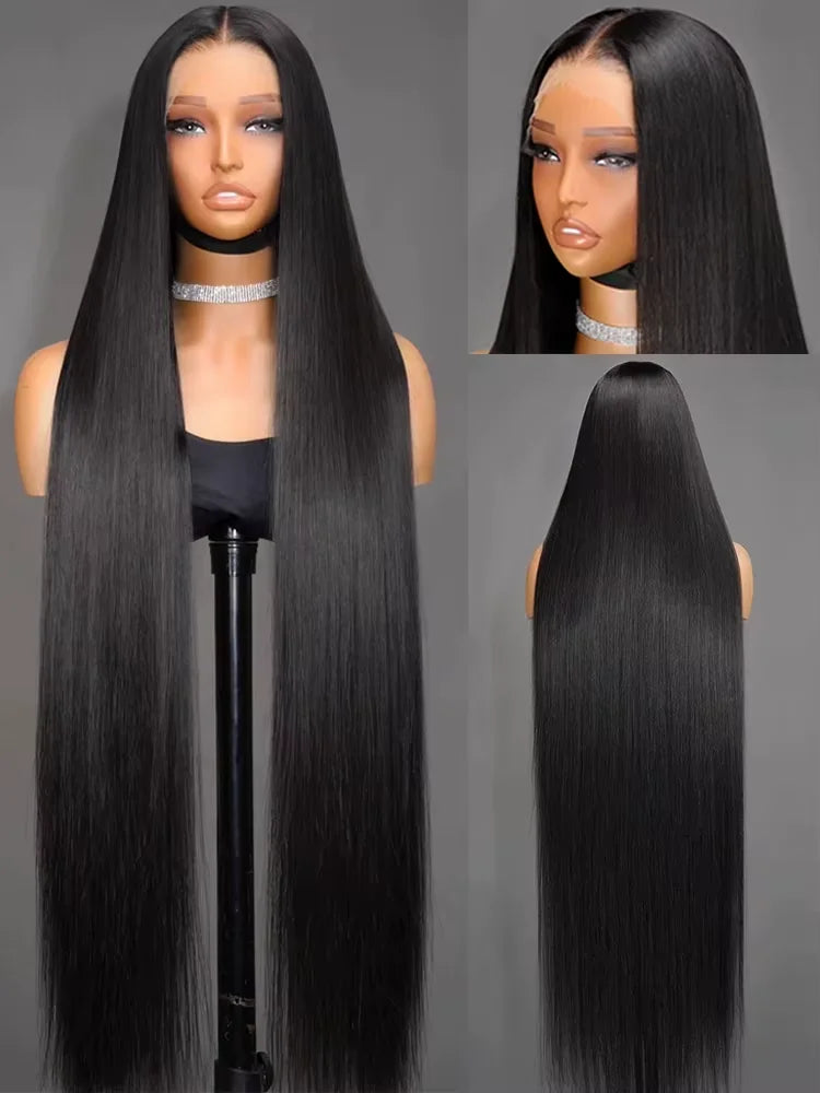 Bone Straight Wigs Human Hair 13x6 HD Lace Frontal Wig 30 32Inch 100%  Lace Front Wig 5x5 Closure Glueless Natural For Women Badiee Stylez