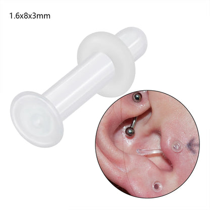 1PC Glass Nose Stud Transparent Glass Straight Nose Ring Retainer Holder Hoop Earrings Belly Ring Navel Piercing Jewelry 1.6x8x3mm 1 1PC