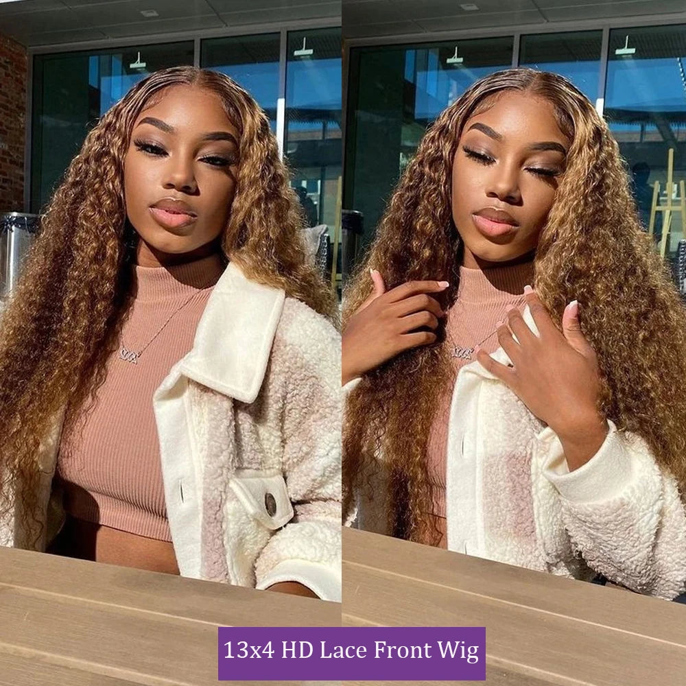 Deep Wave 13x6 13x4 HD Lace Frontal Wig Invisible Strap 360 Full Lace Glueless Wig Highlight 30 Inch Lace Front Human Hair Wigs