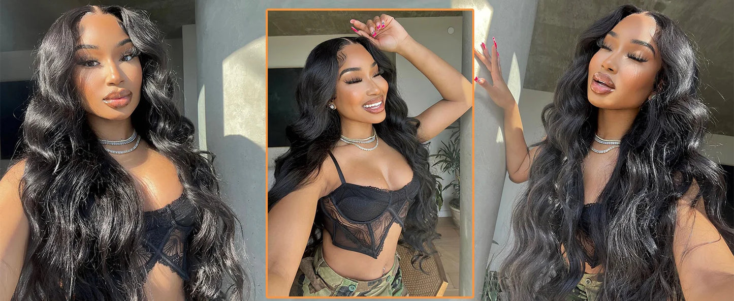 Body Wave Glueless Human Hair Wig Lace Front Wig Ready to Wear 4x4 Glueless Body Wave Lace Closure Wig Human Hair Wig for Women Badiee Stylez