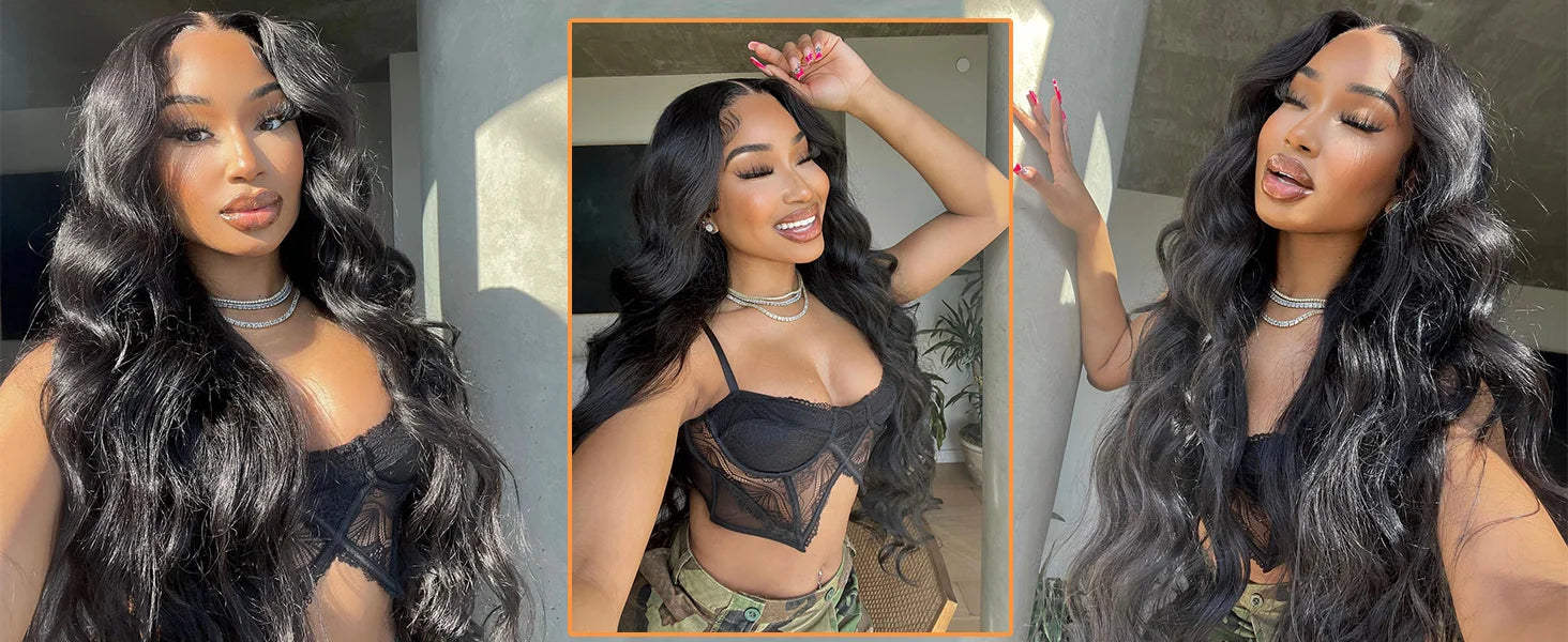 Body Wave Glueless Human Hair Wig Lace Front Wig Ready to Wear 4x4 Glueless Body Wave Lace Closure Wig Human Hair Wig for Women Badiee Stylez