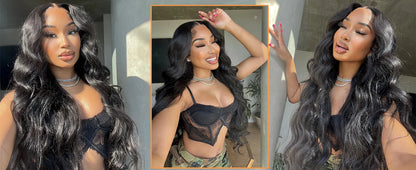 Body Wave Glueless Human Hair Wig Lace Front Wig Ready to Wear 4x4 Glueless Body Wave Lace Closure Wig Human Hair Wig for Women Badiee Stylez