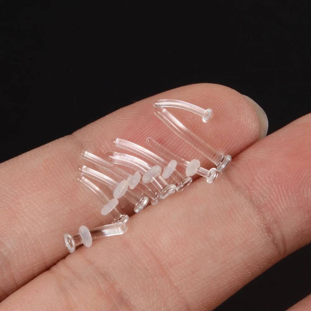 1PC Glass Nose Stud Transparent Glass Straight Nose Ring Retainer Holder Hoop Earrings Belly Ring Navel Piercing Jewelry