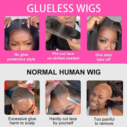 Body Wave Glueless Human Hair Wig Lace Front Wig Ready to Wear 4x4 Glueless Body Wave Lace Closure Wig Human Hair Wig for Women Badiee Stylez