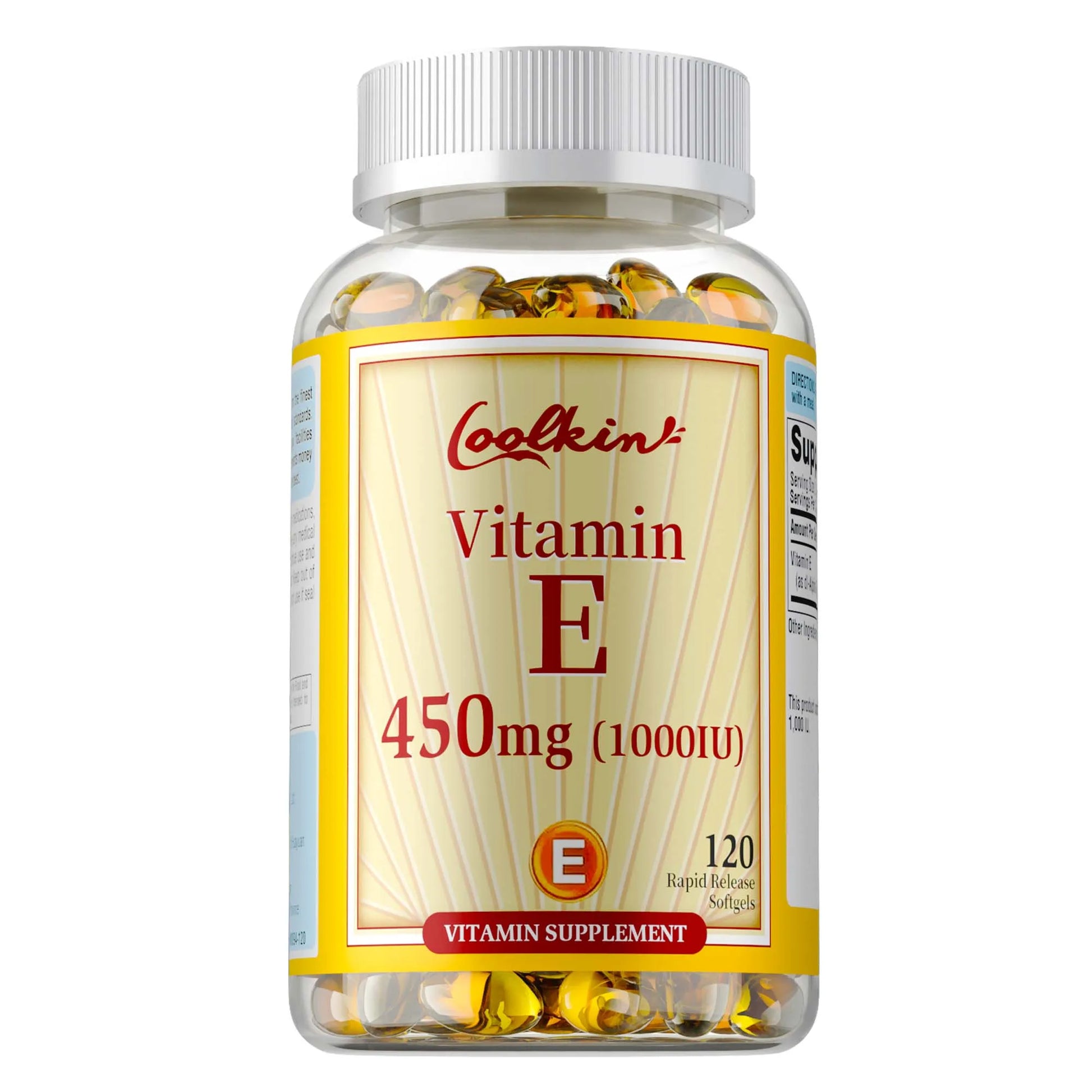 Vitamin E Capsules 450mg - Skin Firming, Wrinkle Reduction, Anti-aging, Antioxidant - 120 Capsules One - Trial stage United States