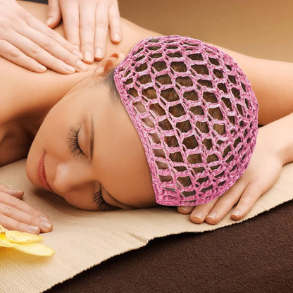 Hollow casual outdoor knitted hat design all-match hair accessories hair scarf hair net head cover head hat pinkblack sleep wash Badiee Stylez