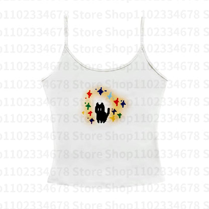 Y2k Style T-shirt Vintage Tshirt Harajuku Slim short Sleeve Shirt Crop top Streetwear women clothes Cat print baby tee Graphic 2