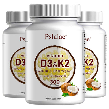 Vitamin D3 and K2 Softgels - Promotes Absorption, Digestion, and Maintains Health - 300 Softgels Three-Best choice United States