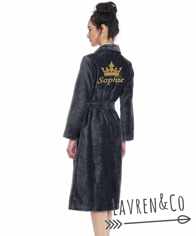 Personalised His and Hers Dressing Gown Customised Name Couples Bathrobes Terry Unisex Robe Monogrammed Mrs Mr Matching Robes