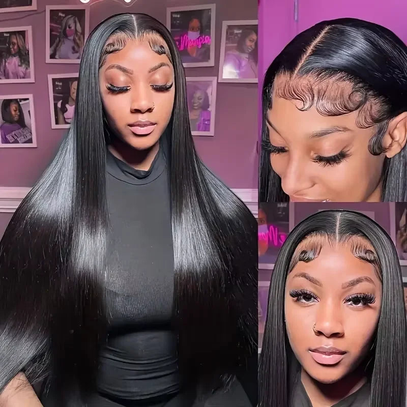 Bone Straight 13x4 Lace Frontal Wig For Women 5x5 Glueless Invisi-Drawstring Black Human Hair Wig 13X6 Lace Front Wig Human Hair Badiee Stylez