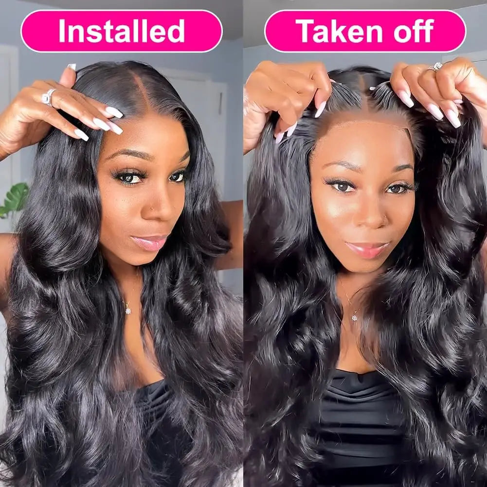 Body Wave Glueless Human Hair Wig Lace Front Wig Ready to Wear 4x4 Glueless Body Wave Lace Closure Wig Human Hair Wig for Women Badiee Stylez