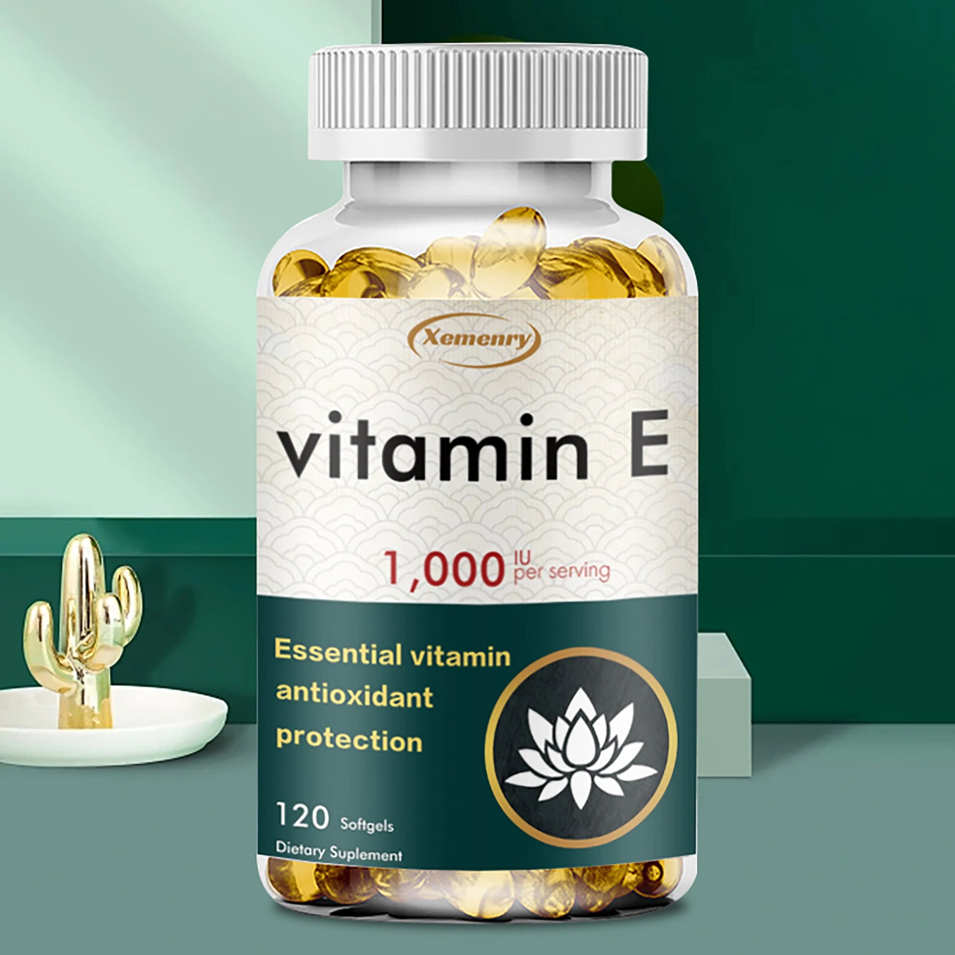 Vitamin E 1000IU Capsules - for Antioxidant, Skin, Cellular Respiration & Cardiovascular Health Support - 120 Capsules