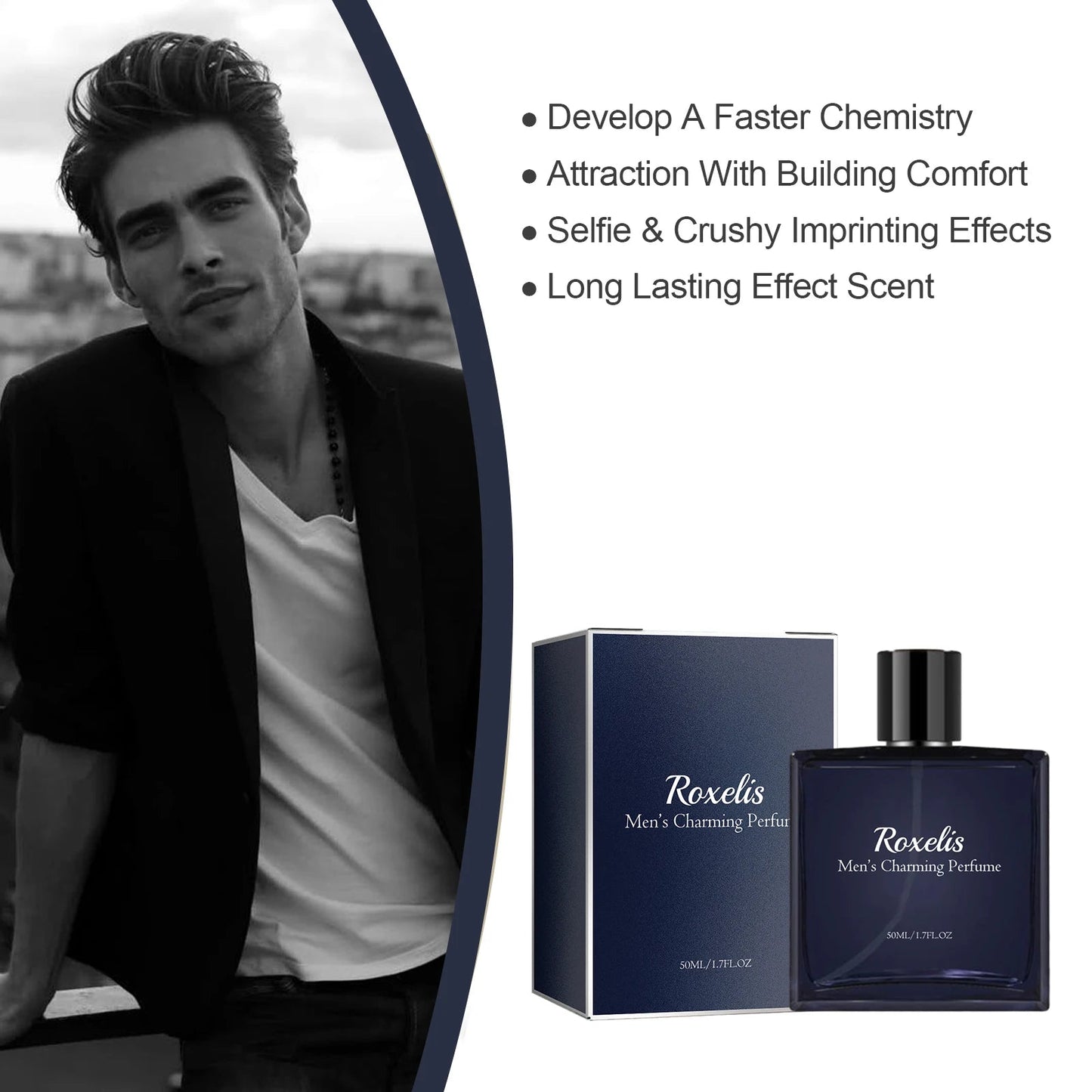 Roxelis 50ml Men Glamour Perfume Spray Cologne Light Fragrance Fresh Pheromone Romantic Couple Dating Gentlemen Charming Perfume Badiee Stylez