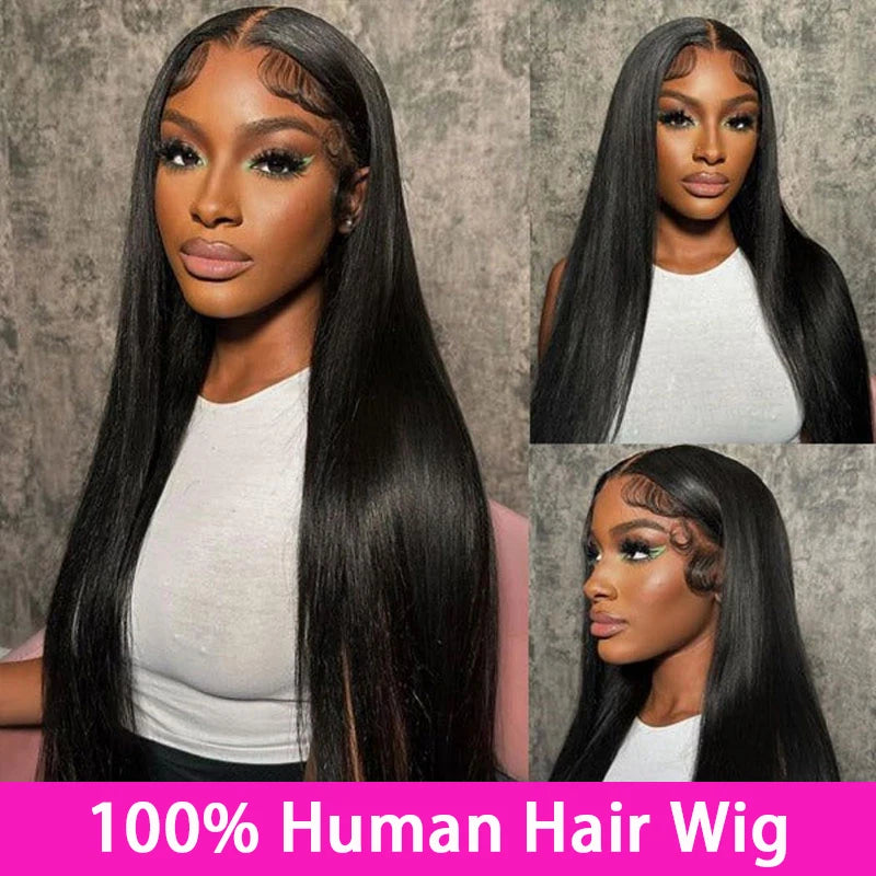 100% Malaysia Human Hair 13x6 Bone Straight Lace Front Human Hair Wigs 30 Inch 13x4 Lace Frontal Wig for Women Pre Plucked Badiee Stylez