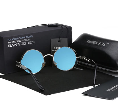 2022 HD Polarized Round Metal Sunglasses UV400 Men's Sun glasses Feminin Women's Vintage Gafas De Sol Metal Goggles With box