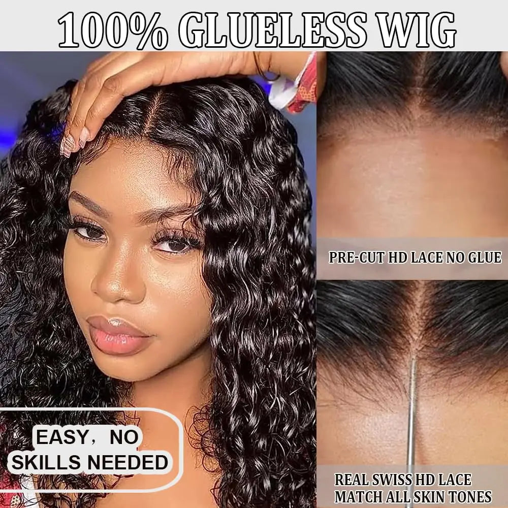 Deep Curly Wear and Go Glueless Wigs Lace Front Wigs Human Hair for Women Transparent 4x4 Glueless Lace Closure Wigs Curly Hair Badiee Stylez