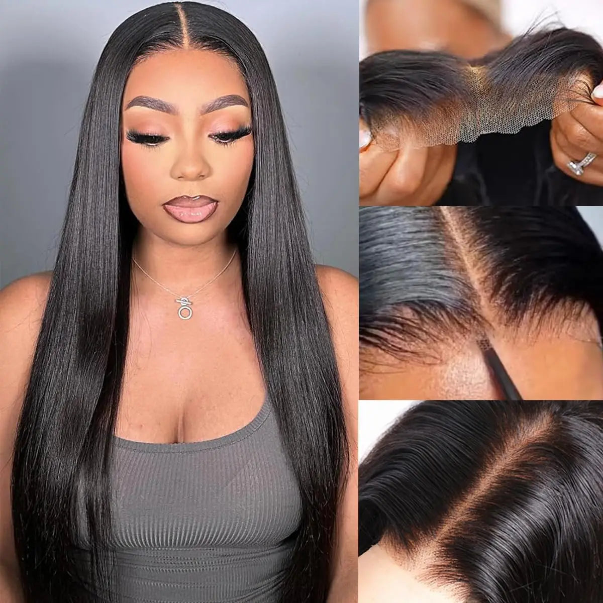 Wear And Go Straight Glueless Wigs Human Hair 4x4 Lace Closure Straight Lace Front Wigs No Glue Lace Front Human Hair For Women Badiee Stylez