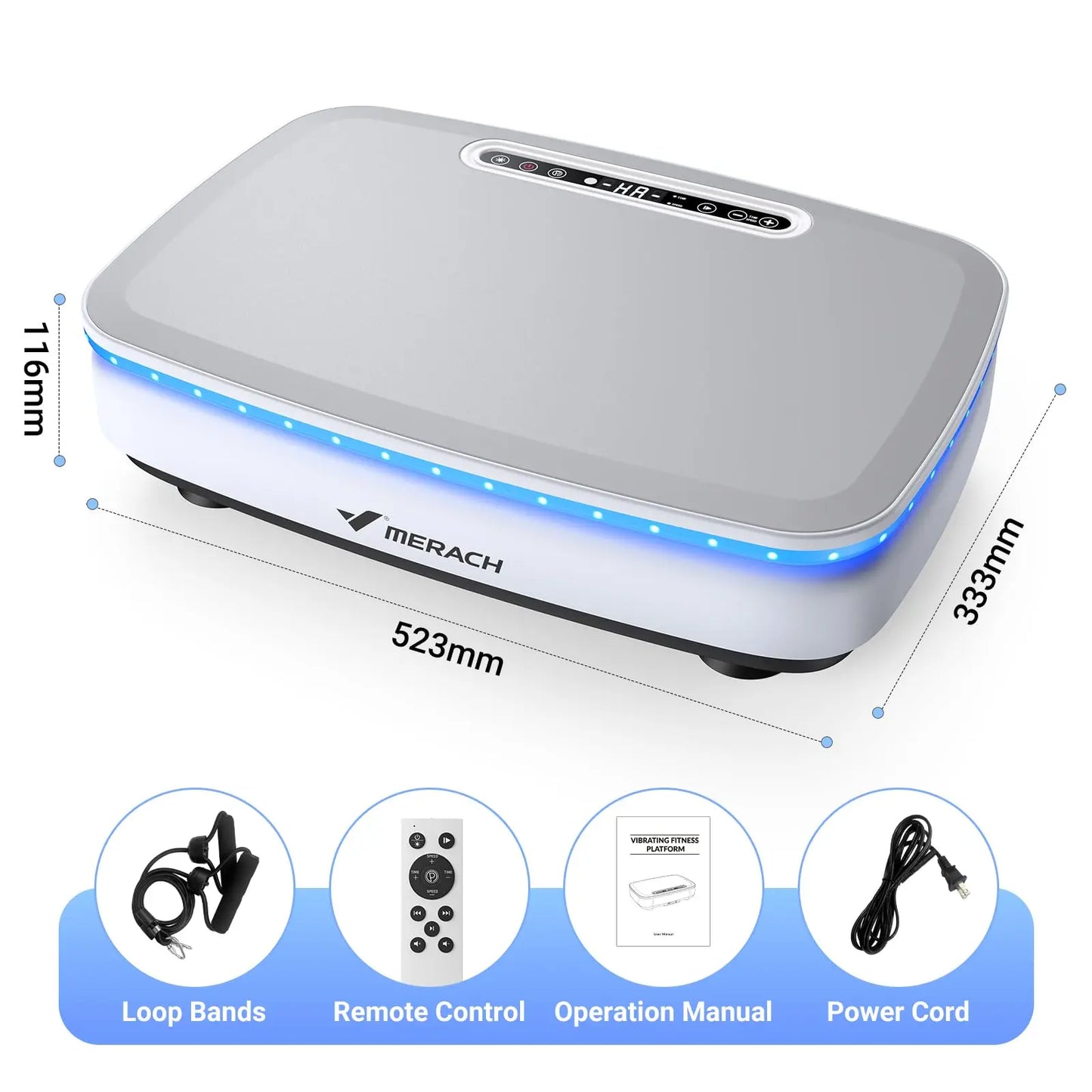 MERACH Vibration Plate Exercise Machine with Light Whole Body Workout Power Vibrate Platform Vibration Plate Lymphatic Drainage 2439W1 LIGHT United States