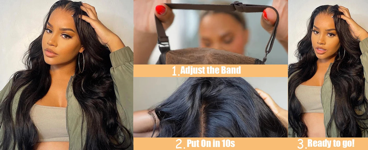 Body Wave Glueless Human Hair Wig Lace Front Wig Ready to Wear 4x4 Glueless Body Wave Lace Closure Wig Human Hair Wig for Women Badiee Stylez