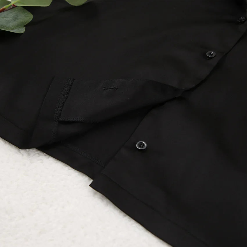 NHKDSASA Oversized Satin Silk Sleepwear Low Cut Sexy Pajamas For Women Single-Breasted Long Sleeves Wide Leg Pants Trouser Suits