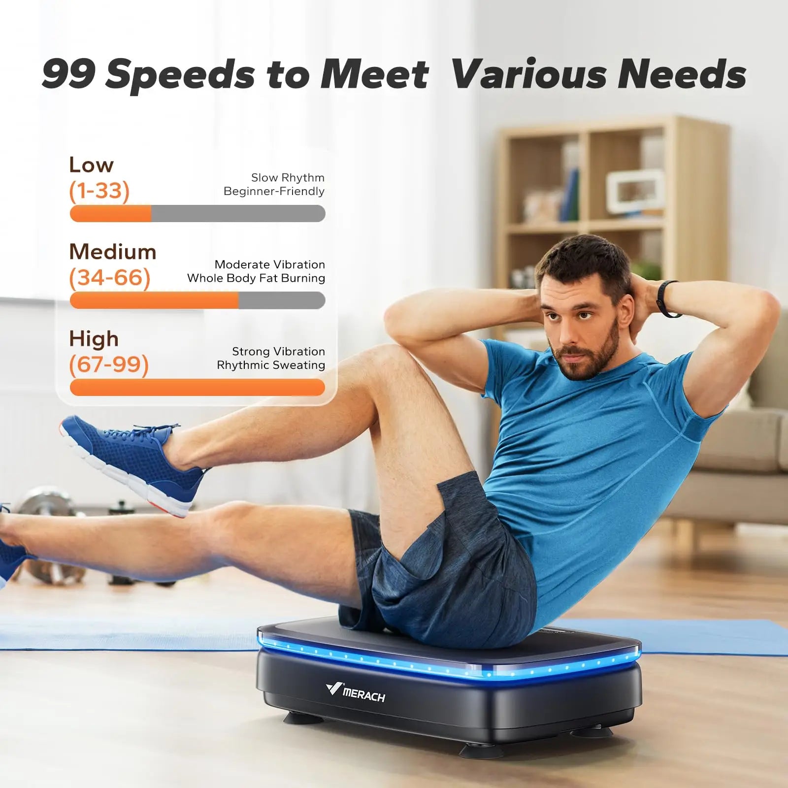 MERACH Vibration Plate Exercise Machine with Light Whole Body Workout Power Vibrate Platform Vibration Plate Lymphatic Drainage