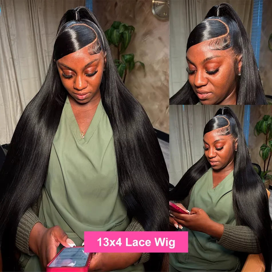Bone Straight 13x4 Lace Frontal Wig For Women 5x5 Glueless Invisi-Drawstring Black Human Hair Wig 13X6 Lace Front Wig Human Hair Badiee Stylez