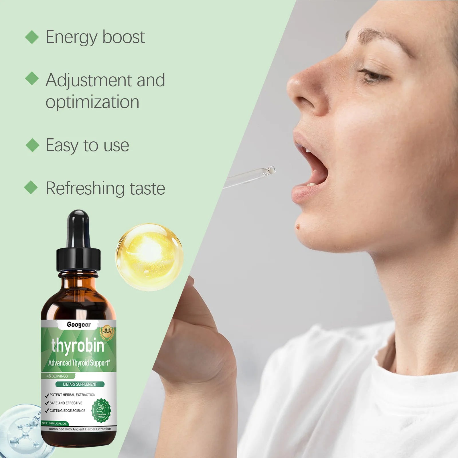 59ml Googeer Thyroid Energy Drops B Vitamins Boost Vitality Enhance Energy Conversion Activate Body Function Support Metabolism