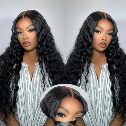 Wear and Go Glueless Wigs Human Hair Deep Wave Lace Front Wigs 4x4 HD Lace Closure Wigs Human Hair No Glue Ready to Wear Wig Badiee Stylez