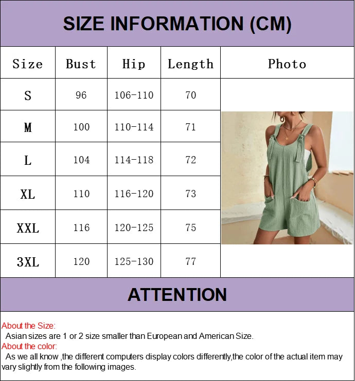 Fashion Women's Jumpsuit Summer 2024 Strappy Sleeveless Casual Loose Solid With Pockets Short Overalls Office Ladies Streetwear Badiee Stylez