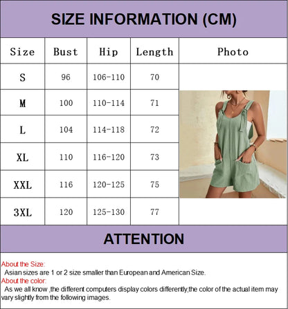 Fashion Women's Jumpsuit Summer 2024 Strappy Sleeveless Casual Loose Solid With Pockets Short Overalls Office Ladies Streetwear Badiee Stylez